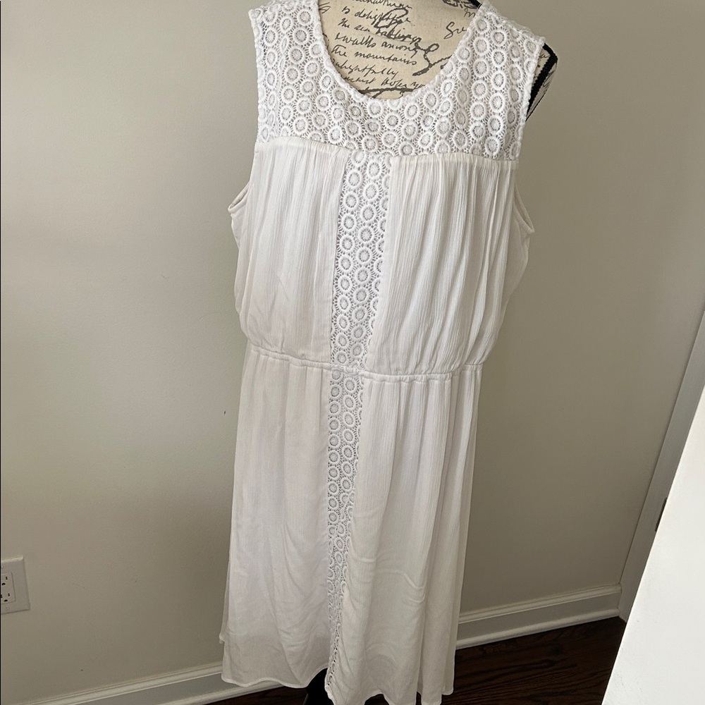 Lane Bryant White Sleeveless Midi Dress